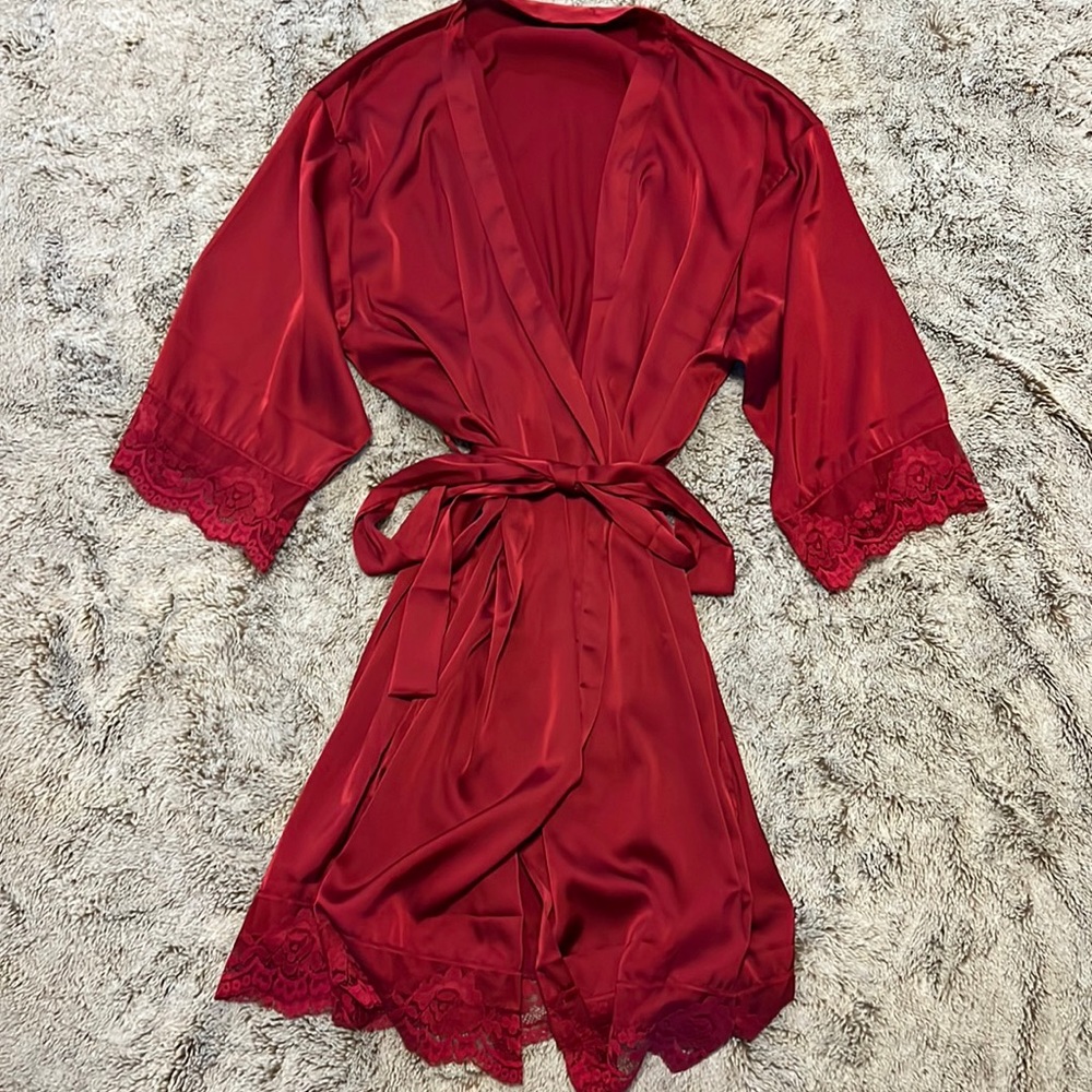 Burgundy Silk Robe